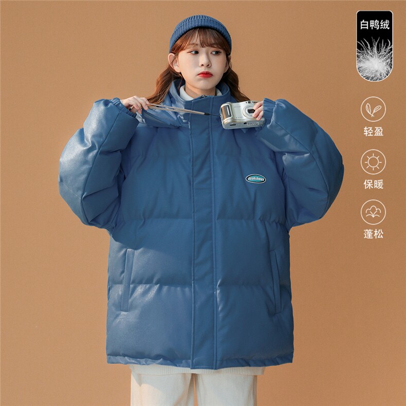 白鸭绒中性22冬季新款潮流保暖PU皮连帽羽绒服YR107P225控298，男装羽绒服，A247A