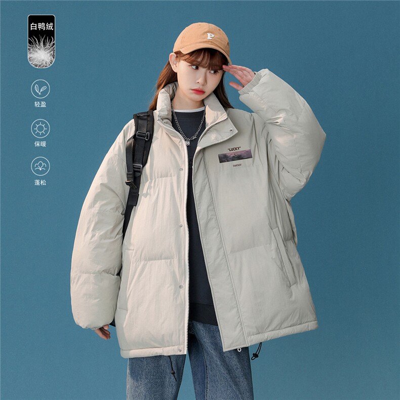 白鸭绒中性风22冬季潮流印花立领羽绒服YR186P195控258，男装羽绒服，A247A
