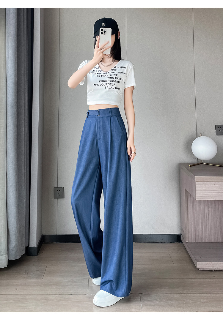 天丝牛仔裤女夏季薄款新款高腰垂感小个子冰丝阔腿裤女,女装牛仔裤,梦白服饰厂