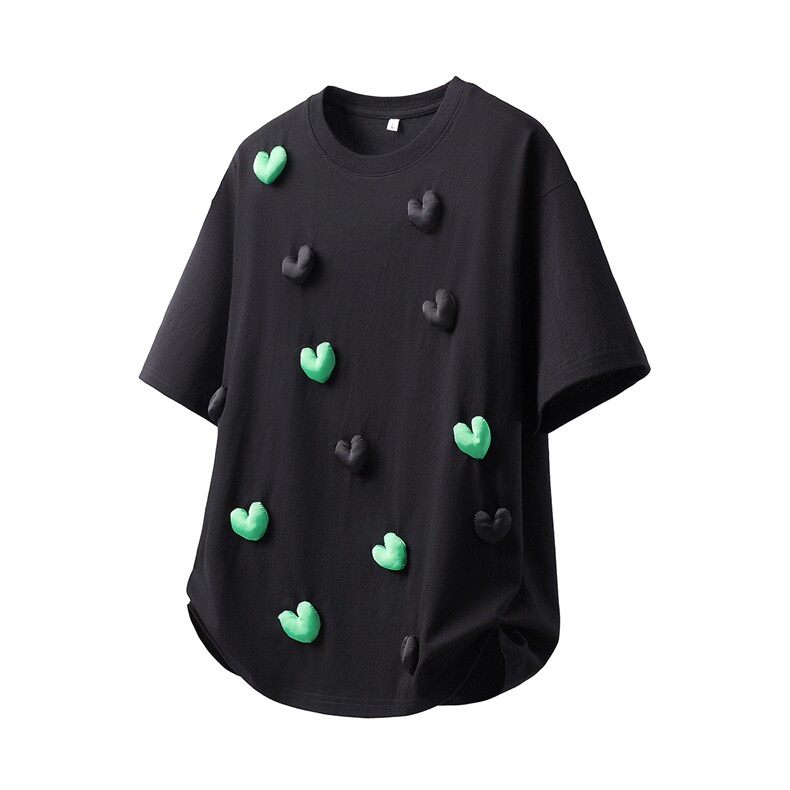 1立体白底潮情侣大码M-5XL网红小爱心短袖T恤男DT7742P55控78，男装T恤，星座226-2