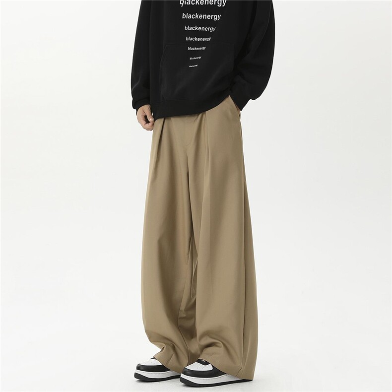 高级纯色打皱长裤男高级设计宽松西裤卡其色春夏阔腿裤D510/特P55，男装西裤，星座206（原A221）