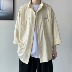 七分袖衬衫男港风百搭宽松衬衣夏潮流ins休闲工装外套 W1004-P30图片