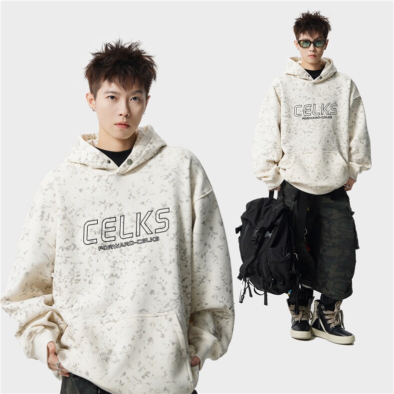 秋季扎染重磅420克连帽卫衣男B219A-ZL2501-P65加绒P70控98,男装卫衣,电商B219A
