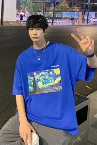 1港风休闲运动情侣大码M-5XL嘻哈潮圆领短袖T恤男DT7005P25控38图片