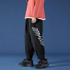 2021秋季新蓝底蒙马特大码男九分束脚宽松字母印花休闲裤K2057P35，男装休闲裤，电商A001