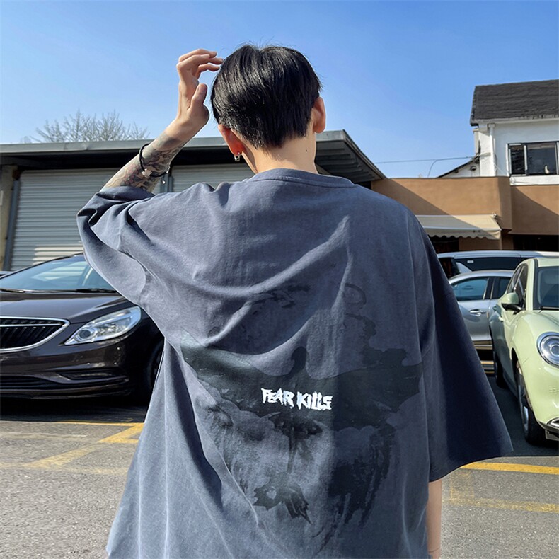 B266-6601-P30控4823夏季新款重磅纯棉港风宽松休闲T恤短袖，男装T恤，星座B257-1