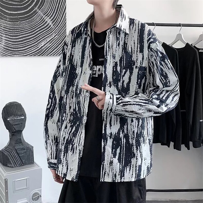 长袖衬衫男港风嘻哈潮外套C9537P30，男装衬衫，星座1116-2