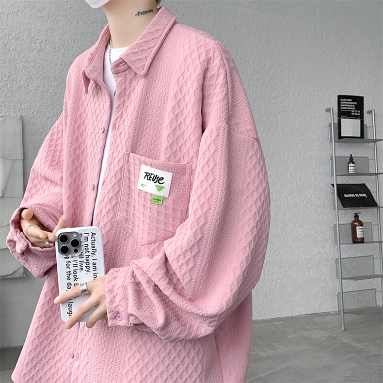衬衫男2025春季新款提花港风宽松大码长袖衬衣CS027-P45图片