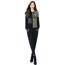 时尚休闲拼接套装女2021秋季新款印花两件套装,女装套装/套裙,橙子家