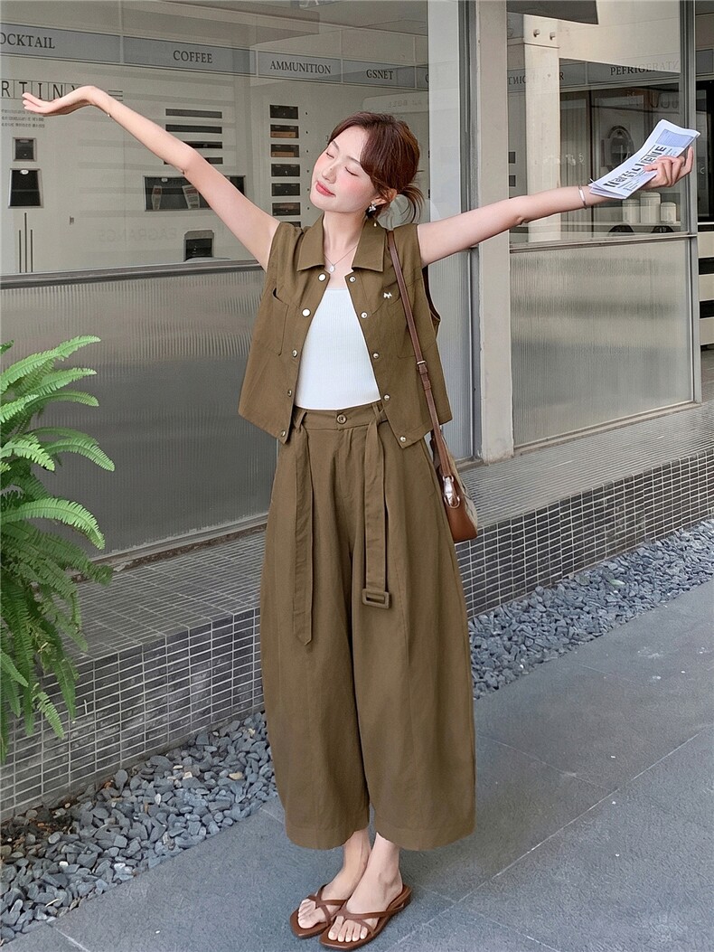 2026年夏季宽松型两件套时尚潮流轻薄,女装套装/套裙,秀美人生