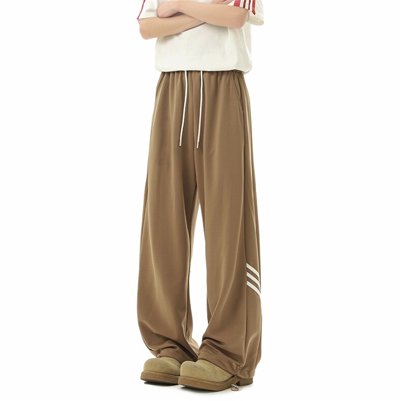 美式高腰三条杠休闲裤男2026宽松慵懒风直筒卫裤25XK67062特批35，男装休闲裤，电商A042