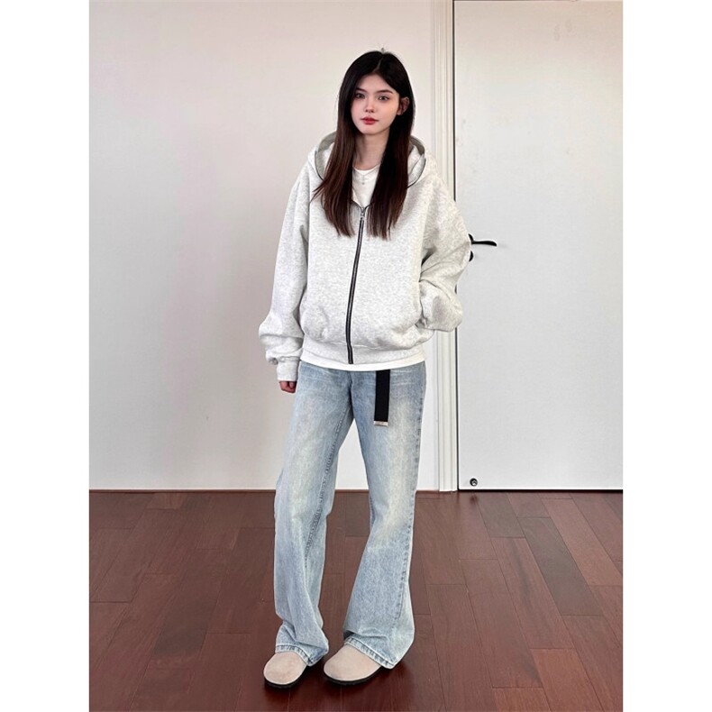 连帽卫衣外套男女春秋情侣重磅美式高街拉链开衫上衣,女装短外套,星座410-6（原星座1304-1）
