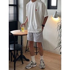 夏季小众重磅短袖T恤男韩版ins爱心字母半袖体恤衫纯色上衣潮DT03，男装T恤，星座710