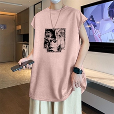 可设48小时发货支持抖音得物来样二开240克重磅美式麂皮绒背心t恤，男装T恤，电商A486-1