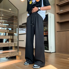垂感休闲裤子男生夏季新款抽绳宽松微喇华棉阔腿大码长裤子KA893，男装休闲裤，星座1116A-1（原606A）