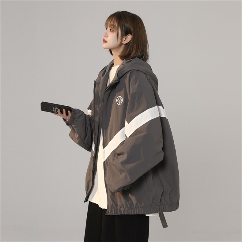 现货时尚学院风防风防水拼接撞色情侣外套XZ301AWT102P78,女装短外套,星座301A
