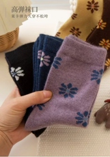 2025年秋季时尚百搭通勤简约休闲小雏菊羊毛袜，袜子，慕洵羊绒