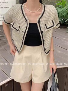 2022 秋装新款 短袖外套 小香风 混纺 短款小个子穿搭,其它,泰靡(1F)