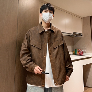 秋季男士休闲皮夹克潮机车皮衣外套青年翻领A266-PY009-特P50图片