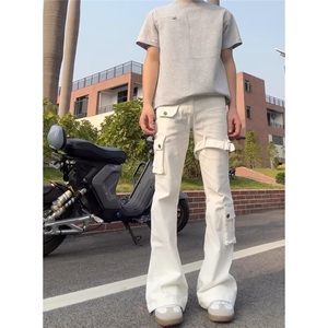 1506-1/K1451杜哒哒/P49高街牛仔裤男春秋季cleanfit绑带工装裤图片