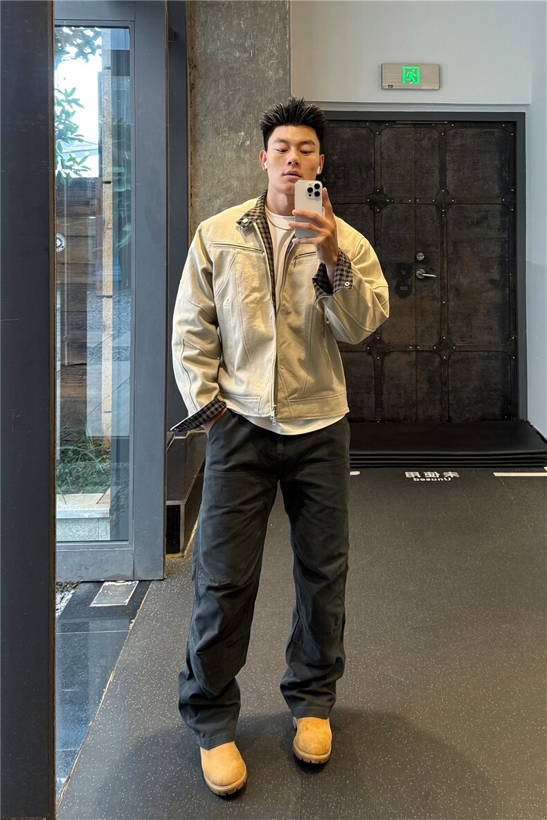 美式重工哈灵顿夹克二代男女cleanfit重磅帆布休闲立领短,男装夹克,星座505-2（原电商A260-1)