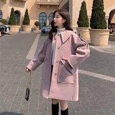 做货中8511B-8022020冬季新款中长款毛呢外套，女装毛呢外套，惟卡贝娜