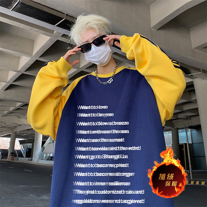 抖音得物供货提供视频秋冬重磅美式宽松织带圆领卫衣0723,男装卫衣,电商A486