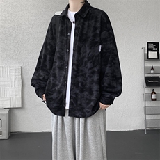 衬衫男秋季新款港风宽松大码灯芯绒扎染长袖衬衫CS8108-P42，男装衬衫，星座214-3