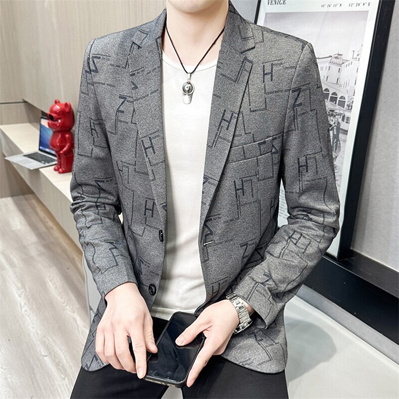 春秋帅气休闲韩版修身提花男士小西服两扣西服XZ613B-5313-P70，男装西服，星座613B