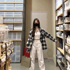 复古格子衬衫外套女2026春夏新款韩版设计感宽松休闲衬衣百搭，男装衬衫，星座218-1（原230）