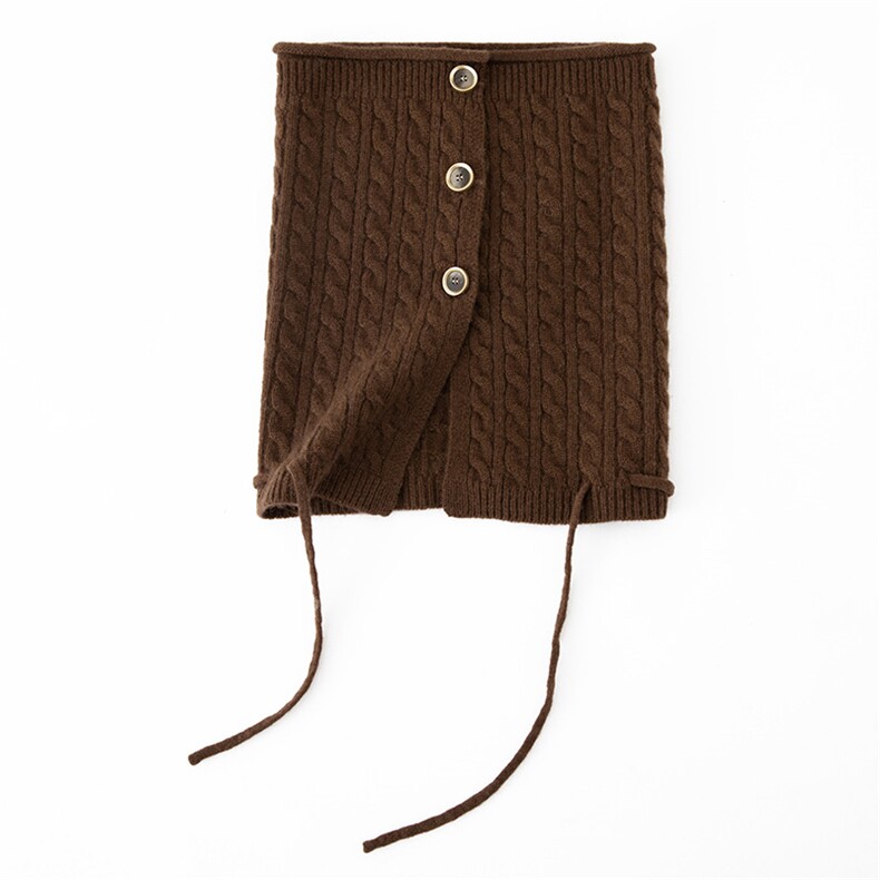 秋冬季羊绒围巾女外搭保暖针织护颈围脖脖套，帽子，戎咖羊绒