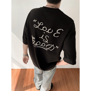 夏季重磅男士钉珠短袖T恤潮流时尚男装短袖上衣,男装T恤,星座1013