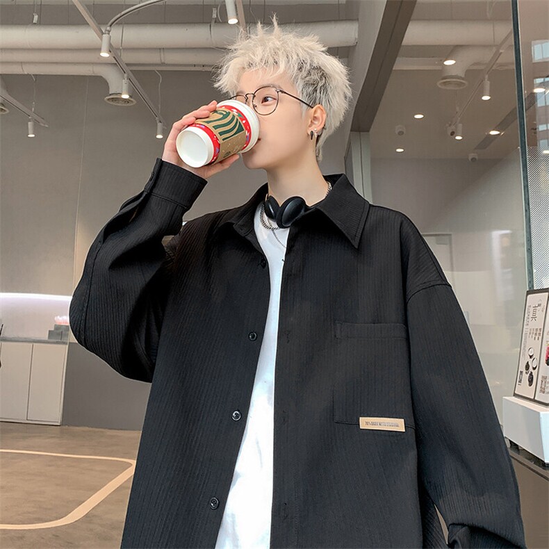 特批P38无差价25春季贴标高级感长袖衬衫男痞帅潮流衬衣外套C871,男装衬衫,电商A001