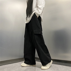 潮牌宽松直筒休闲长裤美式机能高街阔腿裤工装裤男K07142-P45，男装休闲裤，星座308B-1