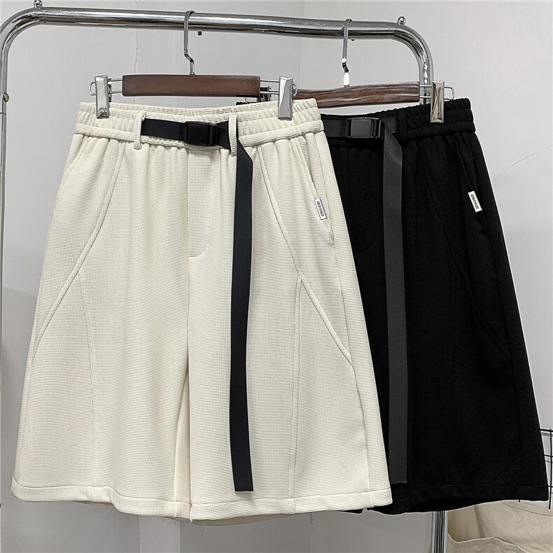 日系潮牌夏季休闲重磅华夫格腰带短裤男X416B-1-DK1088-特P30限58,男装休闲裤,星座416B-1
