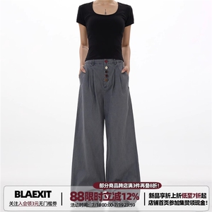 N1306-P50松紧腰头彩色纽扣设计水洗工装裤