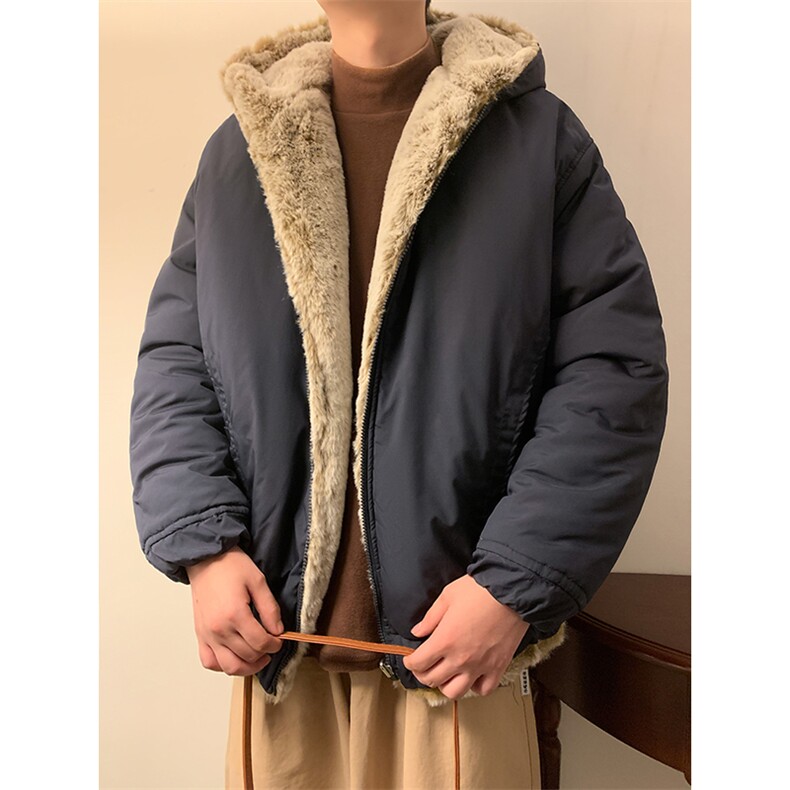 秋冬棉衣外套加绒双面穿兔毛1016-1W107P138K168夹棉P158K188,男装棉衣,星座1016-1（原电商B408-1）
