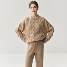 2025年秋季新款加厚抽绳针织直筒裤时尚休闲通勤百搭，女装休闲裤，绒创羊绒