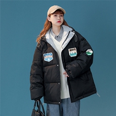 中性22冬季新品设计感潮牌印花加厚连帽面包服棉衣MY153P115控148，男装棉衣，A247A