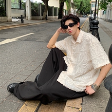CS20-特P48不是网图有原图盗图新中式风宽松休闲短袖衬衫，男装T恤，电商B327