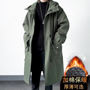 4W件加绒风衣男中长款大衣棉衣男F994薄P95加棉P110港风五图片