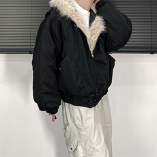 现货高品质美式高街冬季重磅硬挺短款座山雕毛领棉衣男女加厚外套，男装棉衣，电商A486