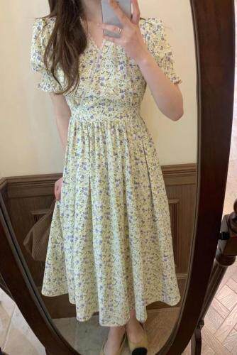 现货独屿夏季碎花连衣裙，女装连衣裙，独屿