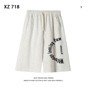 夏季运动短裤男宽松华棉五分裤烫画工艺休闲裤 XD1717特批35图片