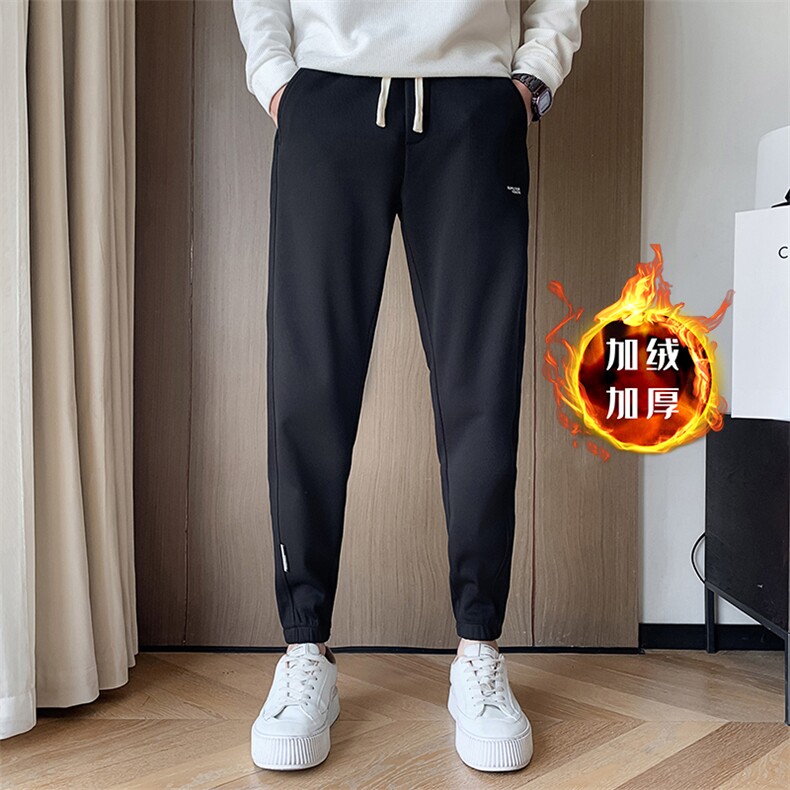 加绒休闲裤 男士秋冬潮牌保暖卫裤厚裤子901K179加绒P48图片