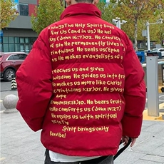 美式印字母印花设计感棉服男冬潮加厚棉袄红棉衣面包服TT170P55，男装棉衣，星座1013-5