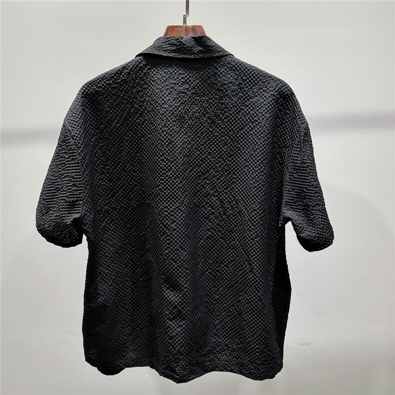 FF3433-P372025夏季新款时尚潮流不规则设计感透气宽松短袖衬衫,男装T恤,电商B323A
