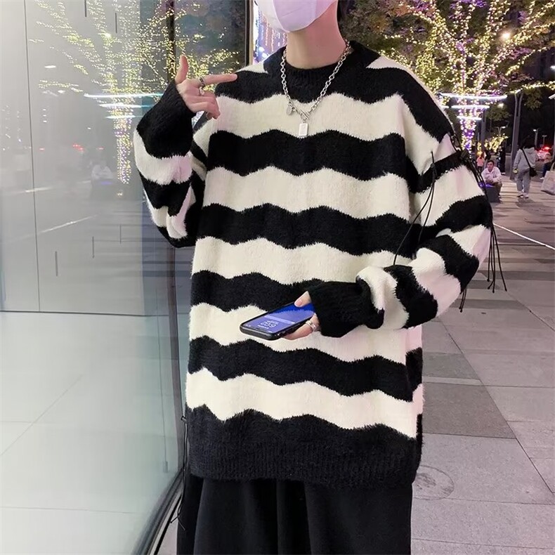 长袖男冬季套头潮流2022青春流行潮纯色宽松型针织衫GM235P53,男装针织衫/毛衣,星座1116-2