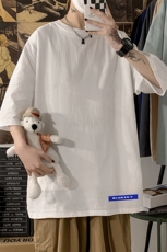 YT26202-P30亚短袖t恤男大码五分袖男宽松七分袖海报风，男装T恤，电商A040