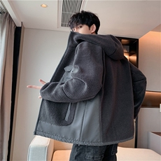 冬季羊羔毛加厚夹克男休闲连帽潮牌情侣外套MY012-P115，男装棉衣，星座308B-1